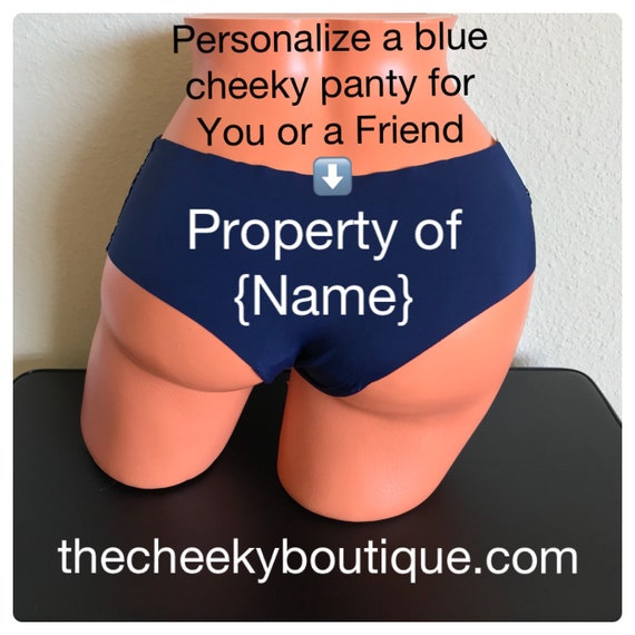 Property of {Name} * FAST SHIPPING * Personalized blue cheeky panties ~ sizes xs, s, m, l and xl
