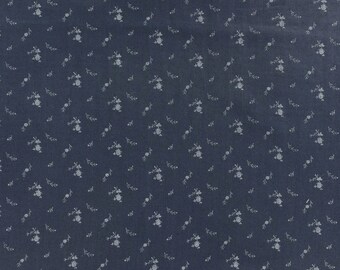 Two-ply gauze Navy flower silver