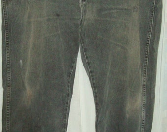 Vintage 1980s Rustler Black Distressed Jeans 38 x 30