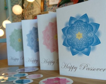 Happy Passover Folded Greeting Cards And Round Decorations for Envelopes-Jewish Art Project-Printables-INSTANT DOWNLOAD by @zebratoys