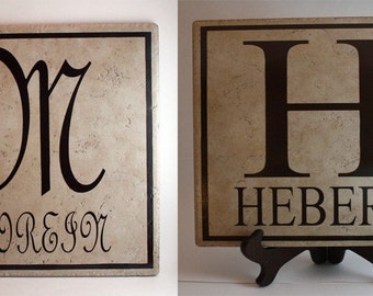 Ceramic Tile Name Plate Initial and Family Name with a Ceramic Tile Name Plate Initial and Family Name with a