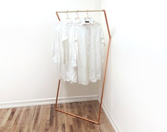 K Rack • Wall Leaning, Clothing / Garment Rack • Copper and Wood