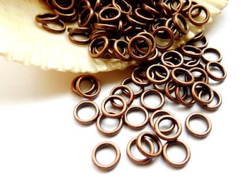50/100 Antique Copper Jump Rings 6mm, Closed Loop - 10-AC-6CL