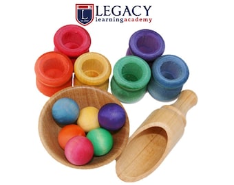 Montessori Toy, Ball and Pot Sorting Game, Waldorf Learning Games, Preschool Kids Activity