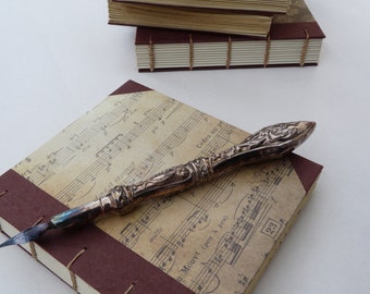 Small coptic notebook, rustic, floral, vintage look, recycled