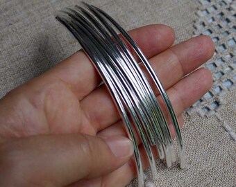 100pcs Metal Beads Silver Plated Curved Tube 100x3mm