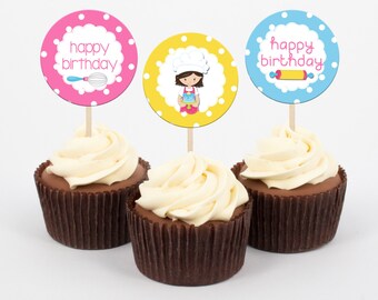 Baking Party Cupcake Toppers and Wrappers