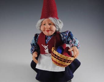 Gnome/Hand Sculpted Woodland Gnome/"Alice"