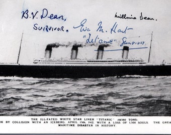 TITANIC POSTCARD: Signed by Three Survivors