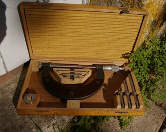 Caliper micrometer, Palmar, precision tool, measuring, caliper, France, 70s, perfect condition, in its original box