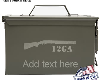 12GA Shotgun Custom Engraved 30 / 50 Cal Ammo Can Personalized Dad Gift, Cool Guy Gifts Father's Day Gift, Grandpa Gift,Groomsmen