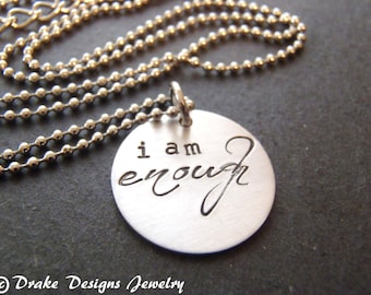 i am enough necklace positive affirmation jewelry