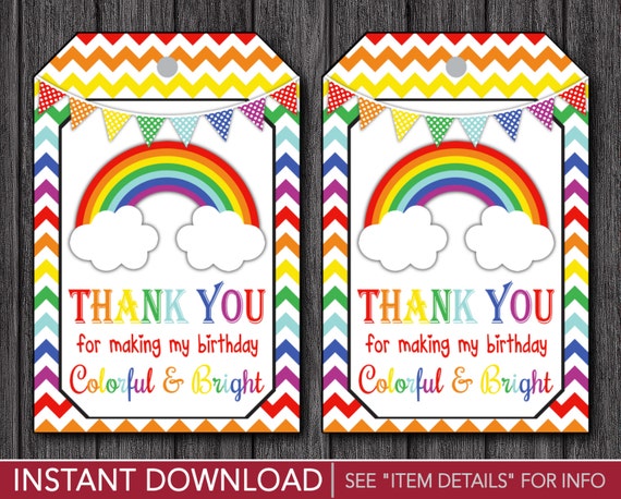 rainbow favor tags rainbow thank you party favor tags