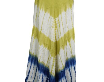 Gypsy Hippie Chic Rayon Dress Tie Dye Sleeveless Groovy Summer Celebration Strappy Sundress