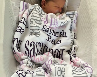 Personalized Baby Blanket Monogrammed Baby Blanket Name Blanket Swaddle Receiving Blanket Baby Shower Gift Photo Prop Birth Announcement