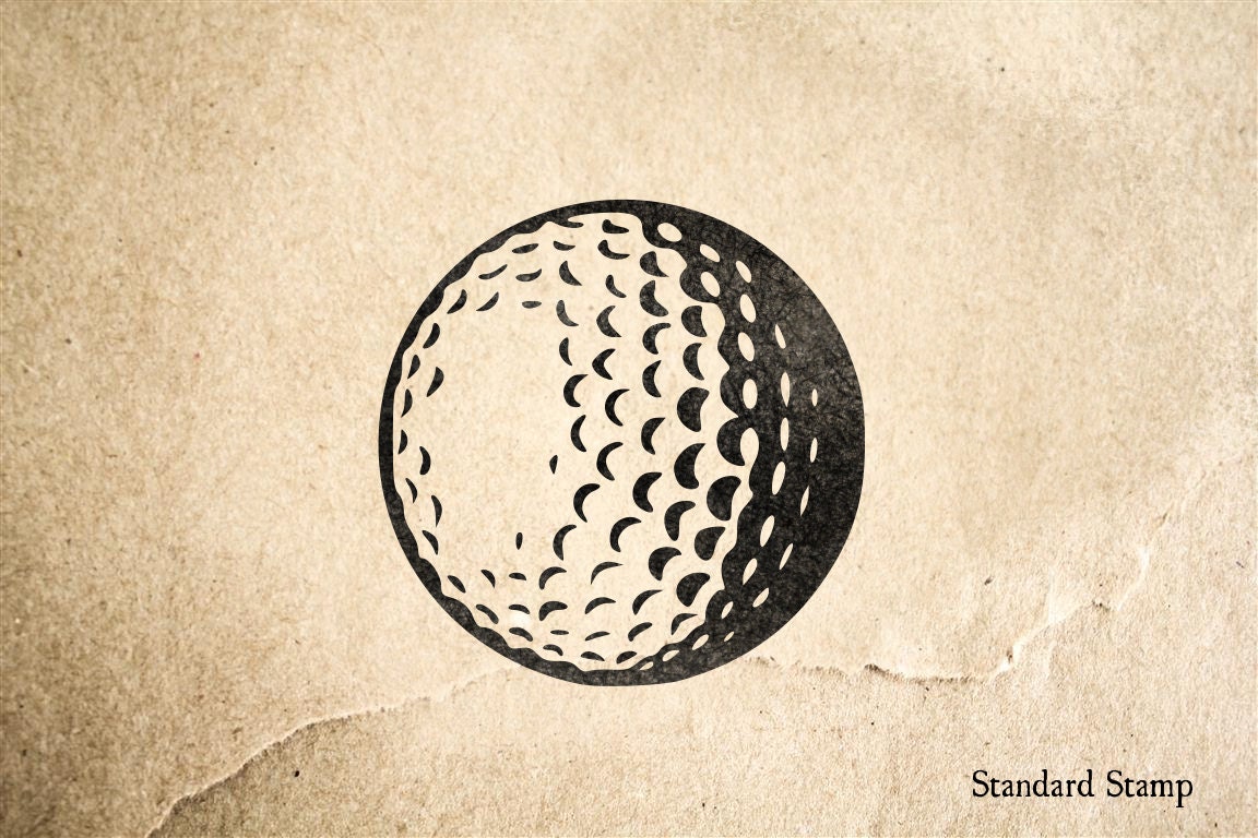 Golf Ball Rubber Stamp 2 x 2 inches Custom Text