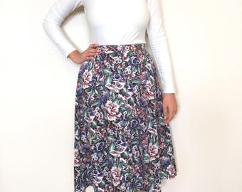 90s/80s floral midi skirt