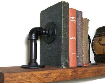 Bookends, Book End, Gift for Him, Industrial Decor, Modern Bookend, Pipe Bookend, Metal Bookend, Industrial Bookend, Rustic Bookend, Novelty