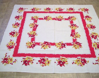 Vintage Kitchen Tablecloth, 46 x 52 inches-Country Kitchen
