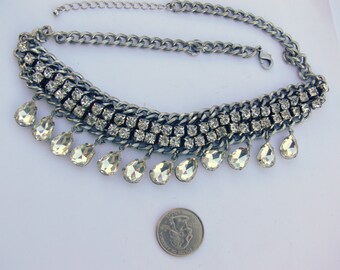gothic rhinestone necklace with dangling stones