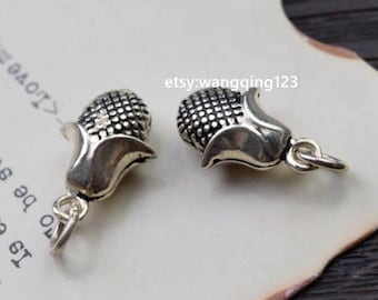 2 pcs corn charms pendants in oxidized 925 sterling silver, P1