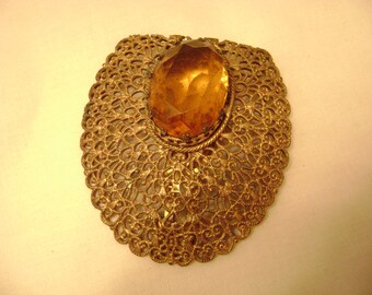 Art Deco Fur Clip, Scarf Clip, Vintage Jewelry Clip