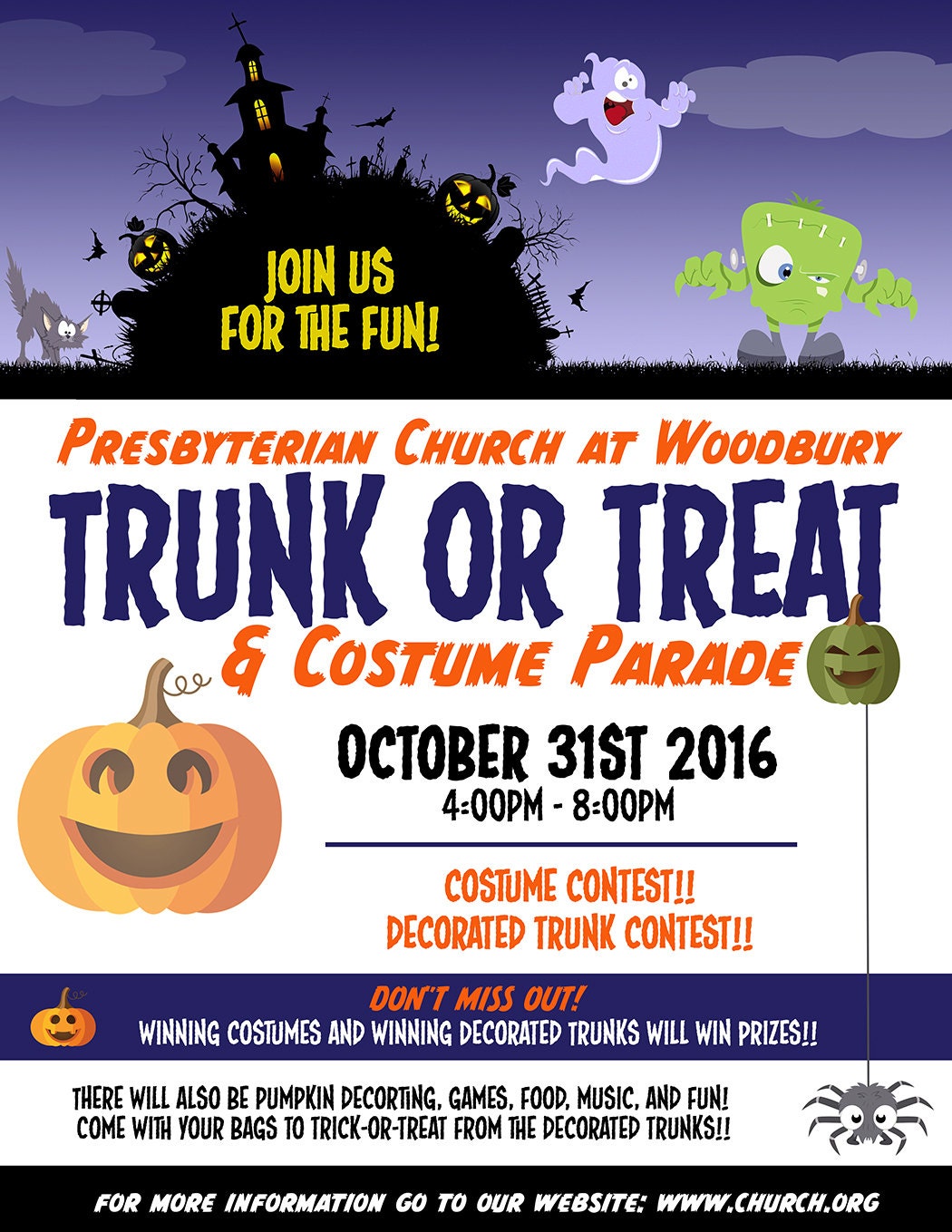 trunk or treat halloween flyer block party autumn flyer treat or block party flyer design
