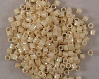 Miyuki Delica Beads, 8/o, Opaque Cream AB, DBL-0157-50, 5 Grams, Japanese Glass