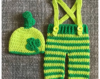 St Patrick's Day Newborn Outfit, Shamrock Newborn Outfit, Crochet Newborn Outfit, St Patty’s Day Baby, St Patrick's Day Baby, Shamrock Baby