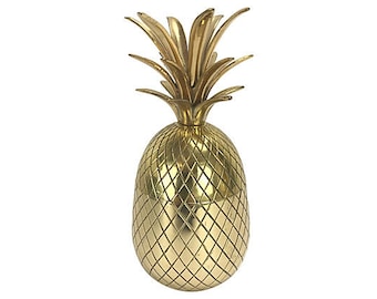Solid Brass Pineapple Box — 10” H