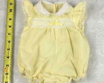 Vintage Baby Doll Girl Clothes 1985 Hasbro Real Baby Yellow Romper I62