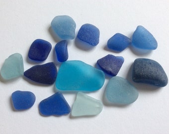Chunky mixed blue seaglass, loose Scottish cobalt sea glass, large fragments beach glass, craft supply seaglass fragments