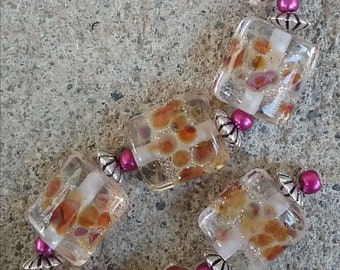 Lampwork Glass Pillow Beads - Carnival - 7 beads