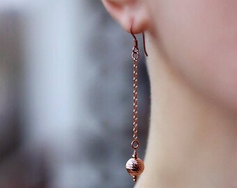 Rose Gold 925 Silver Earrings Dainty Gold Earrings Long Chain Earrings Dangle Earring Rose Gold Earring Delicate Earrings Designer Earrings