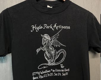 XS thin vintage 80s 1983 Hyde Park Chicago artisans t shirt * art dragon