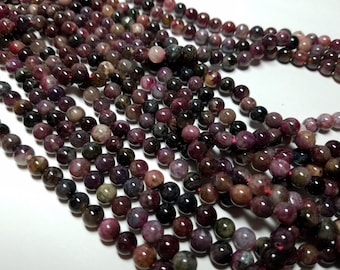 Watermelon Tourmaline Round Ball Beads 6mm