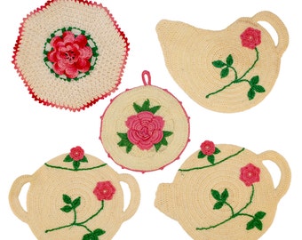 Vintage High Tea Potholders Crochet Pattern PDF