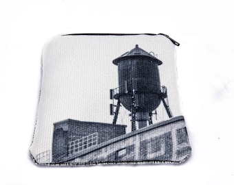 Water Tower wallet, landmark of Montreal, Rosemont, print on canvas, black and white