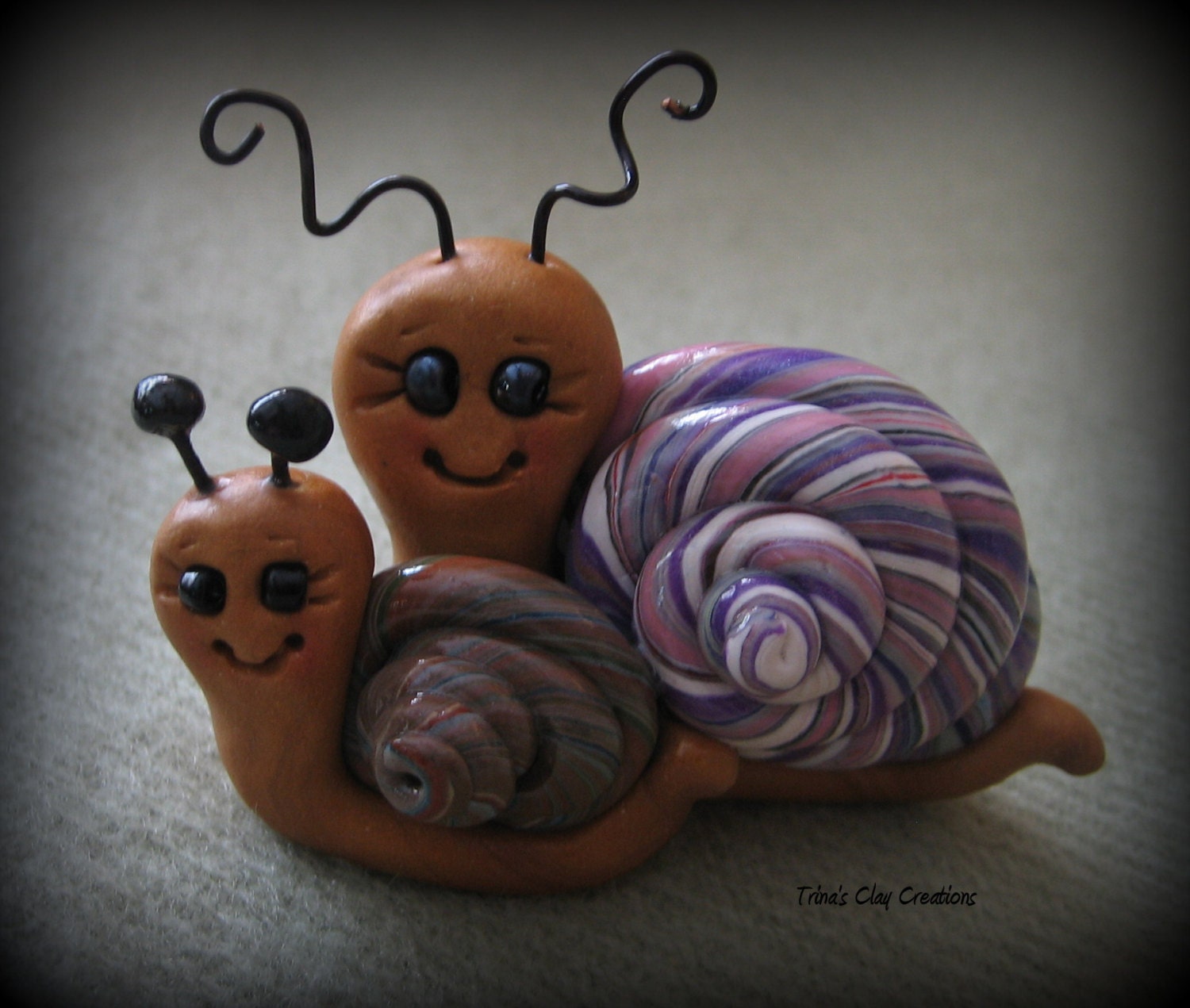 Polymer Clay Happy Snails