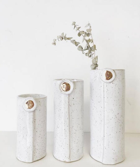 In stock ready to ship button vase home decor Handmade ceramic