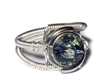 Steampunk Jewelry - Ring - Black Diamond Swarovski Crystal