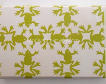Leap Frog, Alexander Henry Fabric, Lime Green Frogs on White, OOP VHTF