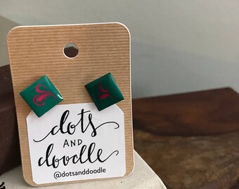 Turquoise & hot pink studs