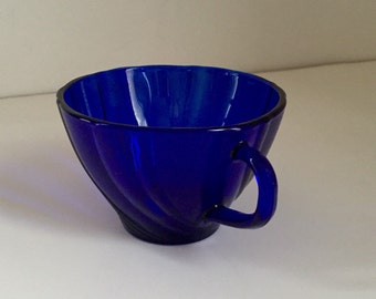 Vintage Cobalt Blue Glass Tea Cup