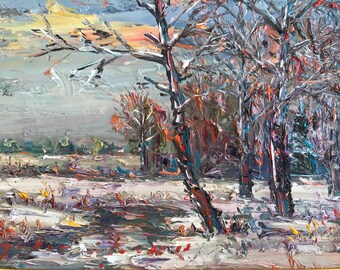 Landscape: Original Oil Painting on Canvas Panel, Wall Art, Canvas Art, Modern Painting