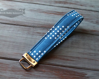 Jean Jacket Blue Cotton + Steel Dottie Key Fob key chain