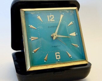 Vintage travel clock with alarm clock function-type Europa 2 jewels