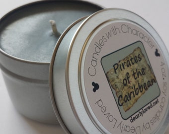 PIRATES of the CARIBBEAN - Candles with Character | Soy Wax Candle | Hand Poured | Disney Scented | Wedding Favors | Gift | Travel Tin