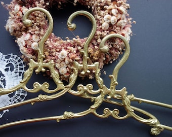 Nr.7 Antique Brass clothes Hangers Vintage coat Hanger French wedding dress hanger 3x