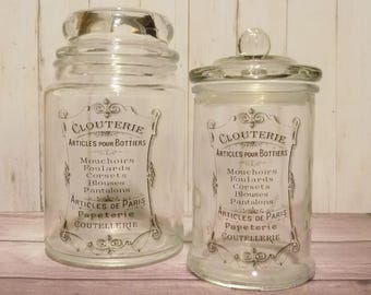French label, Apothecary Jar, french glass jar, Vintage style, glass storage jar, apothecary jars, candy bar jars, candy buffet jar,